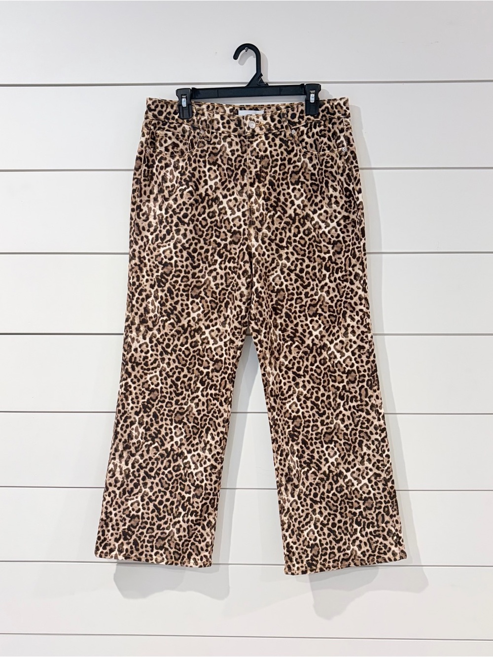 LOFT Leopard Print Wide Leg Jeans Y2K Mob Wife Coastal Cowgirl 10 Grandmacore